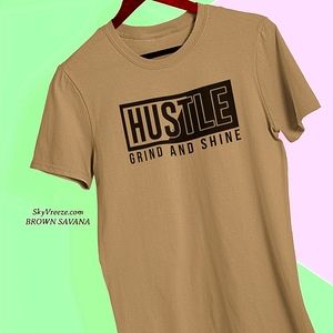 Mens Short Sleeve T-shirt -  Hustle - color - Brown Savana.